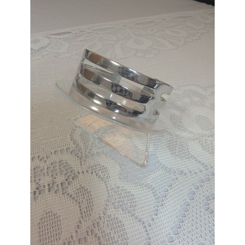 Vintage Sarah Coventry Silver Tone Cutout Cuff Bracelet Open Multi Strand Style